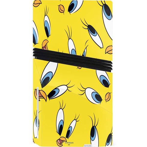 Looney Tunes Tweety Bird Super Sized Pattern PS5 Pro Disk Bundle  Skin